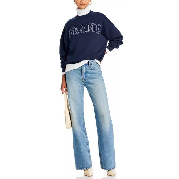 FRAME WOMENS SIZE 28 LE JANE HIGH RISE WIDE LEG VARSITY BLUES NEW - Picture 3 of 14